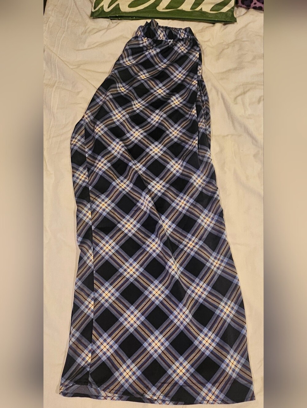 Aerie overslept plaid wide leg satin sleep pants new medium msrp $59.95